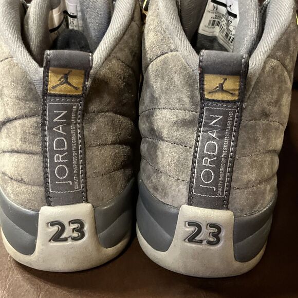 NIKE Air Jordan 12 Retro Sneakers Dark Grey Triple Grey Gold Size 7Y Youth Size - Picture 3 of 9